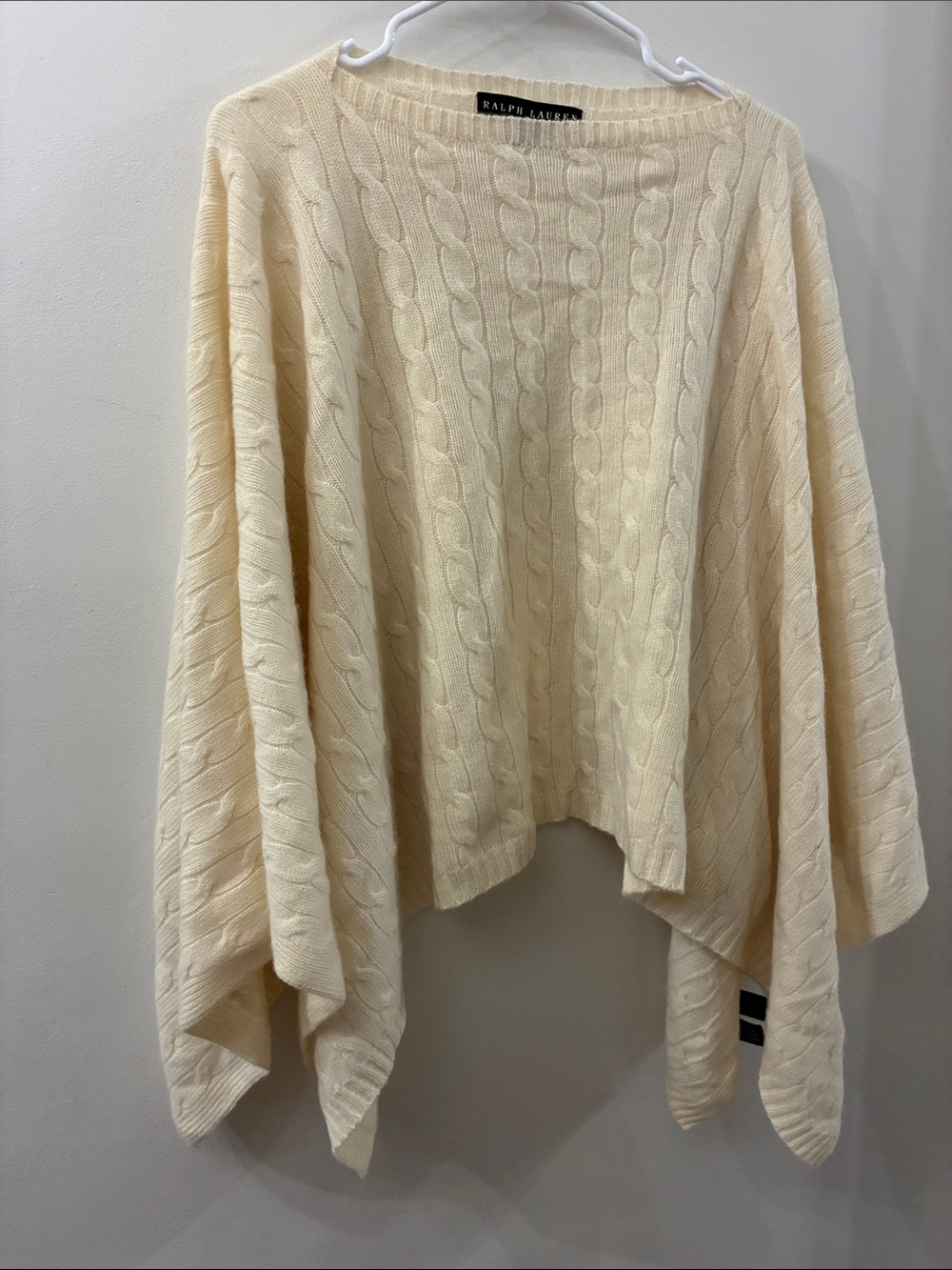 Ralph Lauren black label - Cream Cable Knit Women's Sweater Poncho 100% cashmere